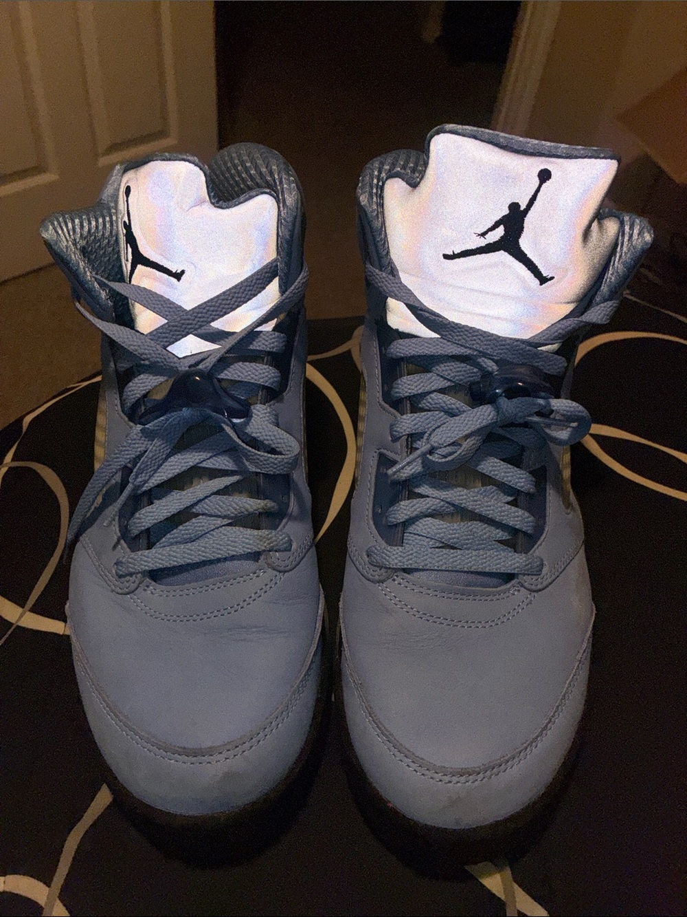 Jordan Men's Light Blue and Black High-Top Sneakers
